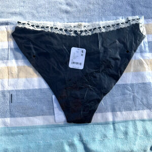NWT, Free People, Black, Lace Trim, "So Sweet", Bikini Underwear, Sz XL